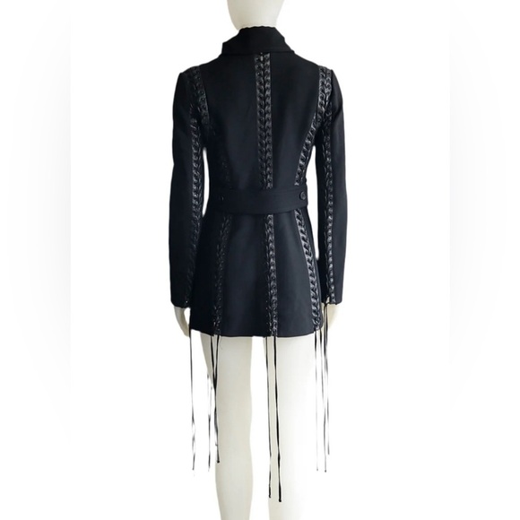 Dolce & Gabbana Wool Leather Lace Up Coat Double Breasted 40 Leather Fringe $9K - Picture 3 of 14